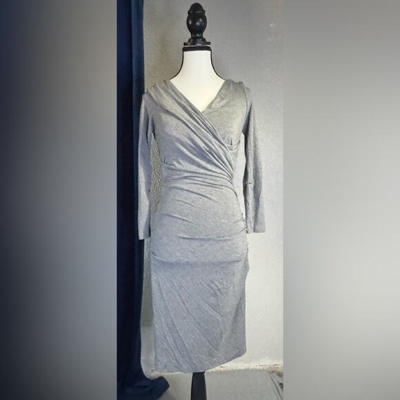 Diane Von Furstenberg DVF “Bentley” Grey Ruched Bodycon Dress | Size S - Picture 1 of 9